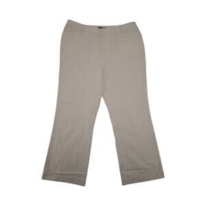 Lauren Ralph Lauren Seersucker Wide Leg Pants Beige White Stripe Cotton 16